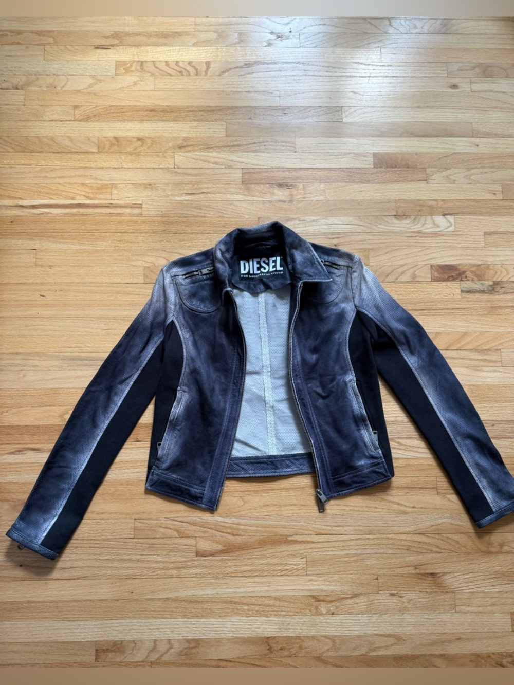 RARE Diesel J-Evert panelled grey biker jacket - UK Size 4/ US Size 6